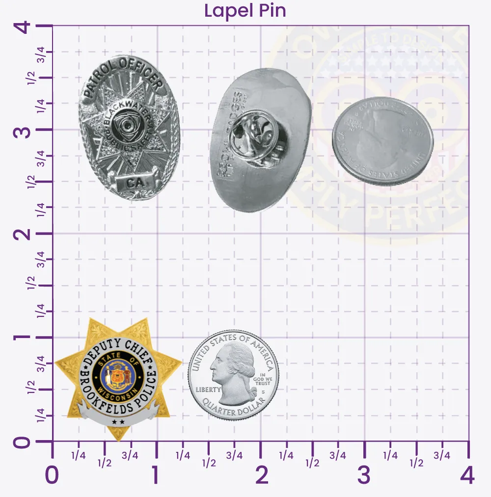 16-H30 Custom Police Badges And Design, Create, Build and Order Personalized Police Badges Officer Badges Gold Lapel Pins