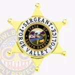 Classic 6-Point Star Badge with Rounded Points, 2 Text Panels, Classic Edge view 1
