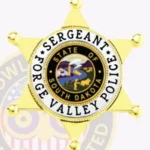Vintage 6-Point Star Badge with Rounded Points, 2 Text Panels, Traditional Border view 5