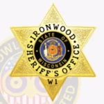 Traditional 6 Pointed Star Sheriff Badge with Laurel Background, 3 Text Panels, Classic Line Border view 2
