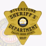Vintage 6 Point Star Sheriff Badge with Smooth Background, 5 Text Panels, 2 Ribbon view 1