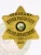 Custom 6 point star police badge in gold metal for River Falls City Police Sergeant, featuring distinct black text including rank, city, department, badge number “123,” and state name Idaho, complete with a safety pin fastening.