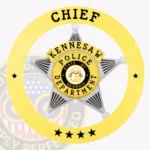 Traditional 5-Point Star Badge with Black Line Accents in Circle Banner, 5 Text Panels, Line Edge view 1