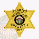 Sleek 6 Pointed Star Sheriff Badge with Round Points, Textured Background, 4 Ribbon view 1
