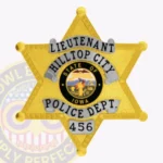 Modern 6 Point Star Badge with Textured Background, 4 Ribbon Text Panels, Reef Lined Border view 1