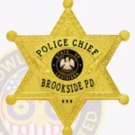Traditional 6 Point Star Badge with Round Points, 3 Text Ribbon Panels, Laurel Lined Edge view 2