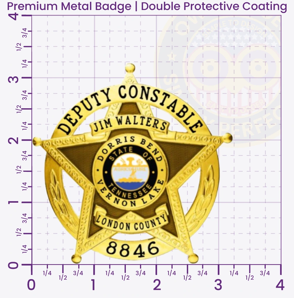 19-H15CB Buy Custom Constable Badges And Design, Create, Build and Order Deputy Badges Gold 3.25 Premium