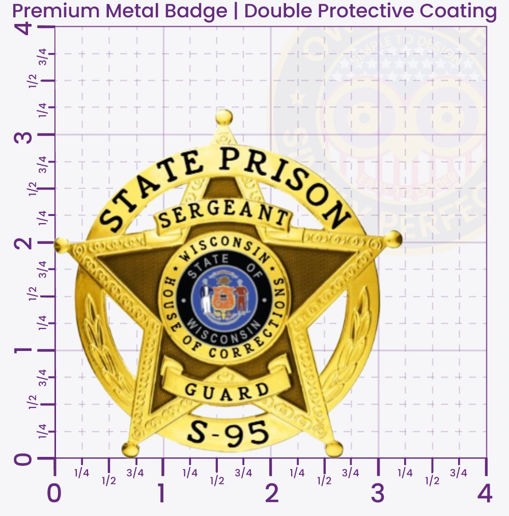 19-H15CB Custom Corrections Badges Correctional Badges Prison Badges Jail Badges Gold 3.25 Premium