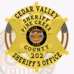 Heritage 6 Pointed Star Sheriff Badge with Circle Banner, 2 Flags, Round Points view 2