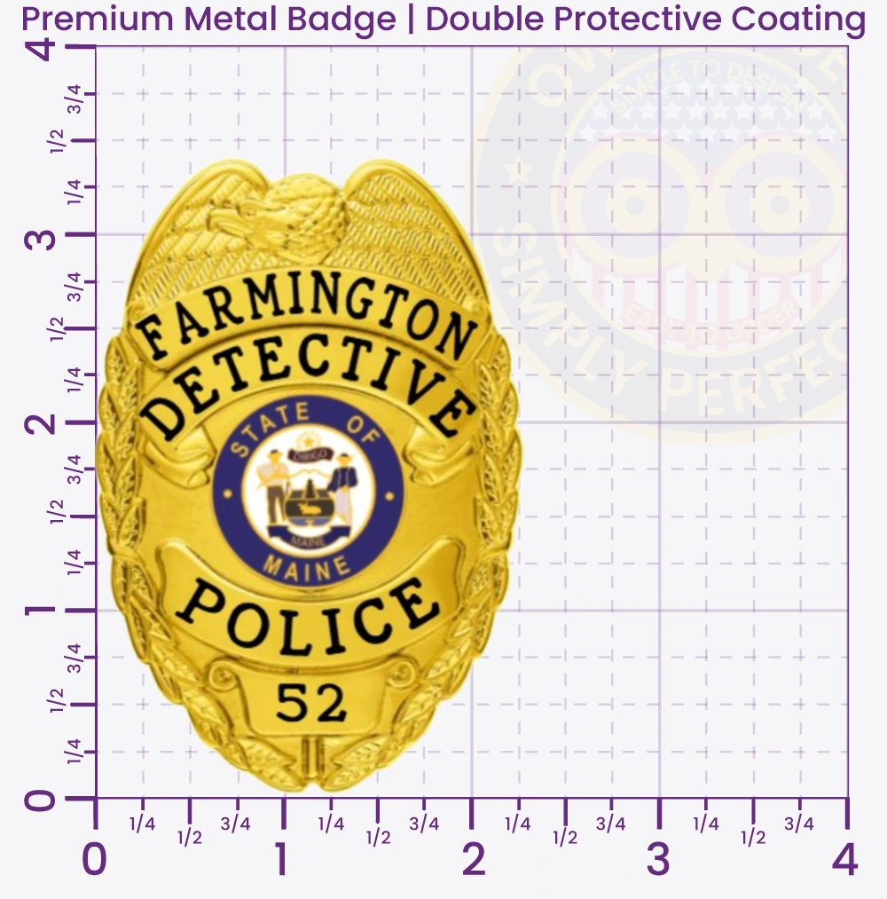 2-C10-2DB Custom Detective Badges and Police Detective Badges Gold Badges 3.375 Premium