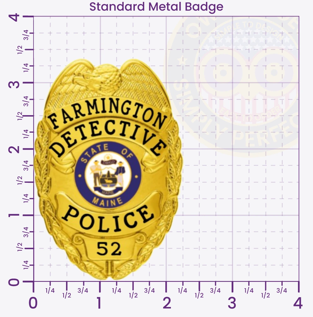 2-C10-2DB Custom Detective Badges and Police Detective Badges Gold Badges 3.375 Standard