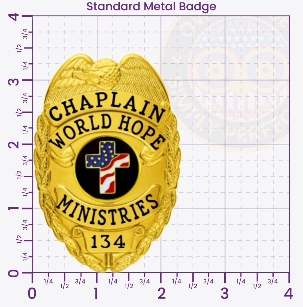 2-C10-2PCB Buy Custom Police Chaplain Badges And Design, Create, Build and Order Chaplain Badges Gold 3.375 Standard