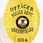 Modern Eagle Top Shield Badge with Sunburst Background, 4 Ribbon Text Panels, Reef Edge view 2