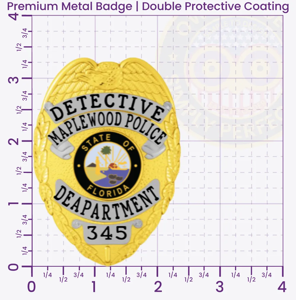 2-C12CMB Custom Badges And Design, Create, Build and Order Custom Badges Personalized Badges Officer Badges Maplewood Police Gold Badges 3.35 Premium