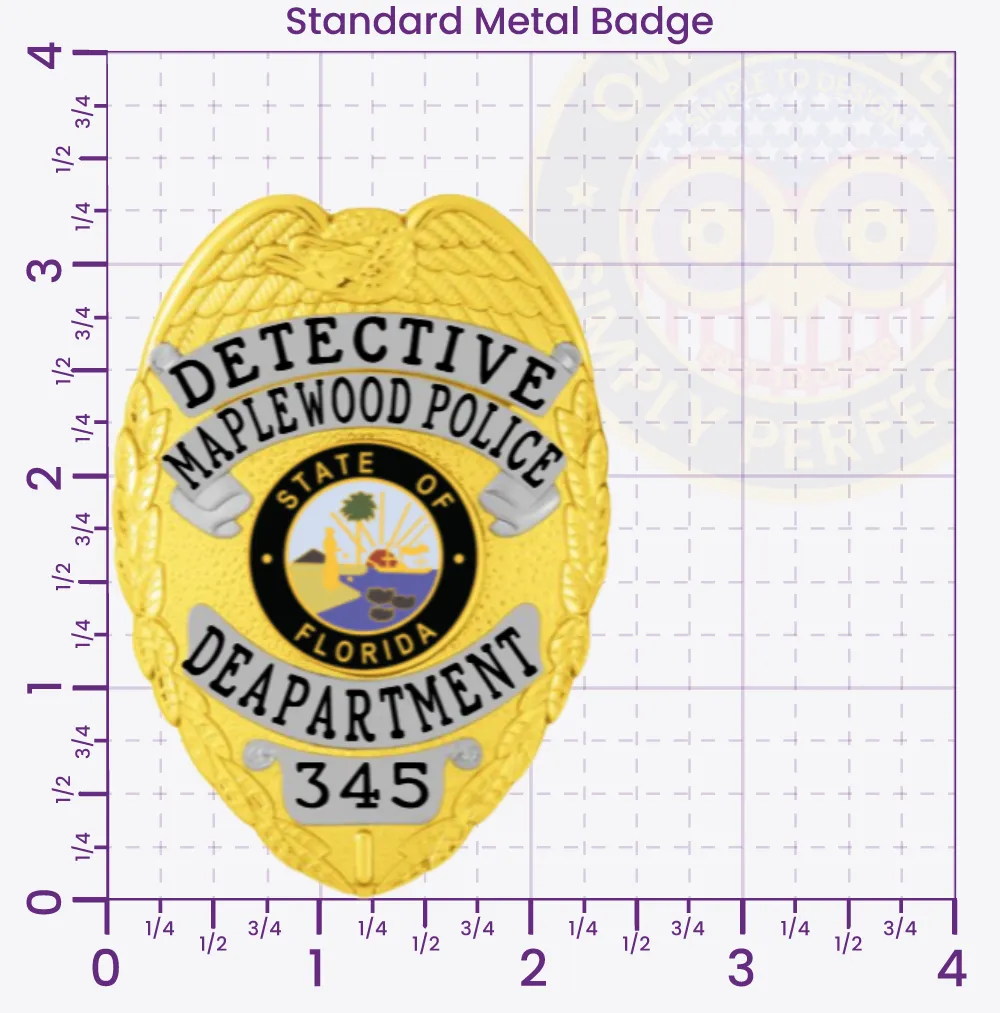 2-C12 Custom Badges And Design, Create, Build and Order Custom Badges Personalized Badges Officer Badges Maplewood Police Gold Badges 3.35 Standard