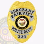 Modern Eagle Top Shield Badge, 4 Ribboned Text Panels, Reef Border view 1