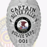 Contemporary Eagle Top Shield Badge with Starburst Background, 4 Text Panels, Laurel Edge view 2