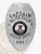This image features a custom metal badge in silver color, prominently displaying "Captain Silver Falls" along with the title "Police Dept." The badge includes a detailed Illinois state emblem and comes with a safety pin attachment for secure wearing.