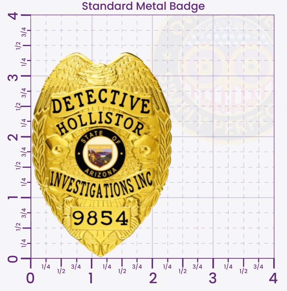3-C11-3DB Custom Detective Badges and Police Detective Badges Gold 3.35 Standard