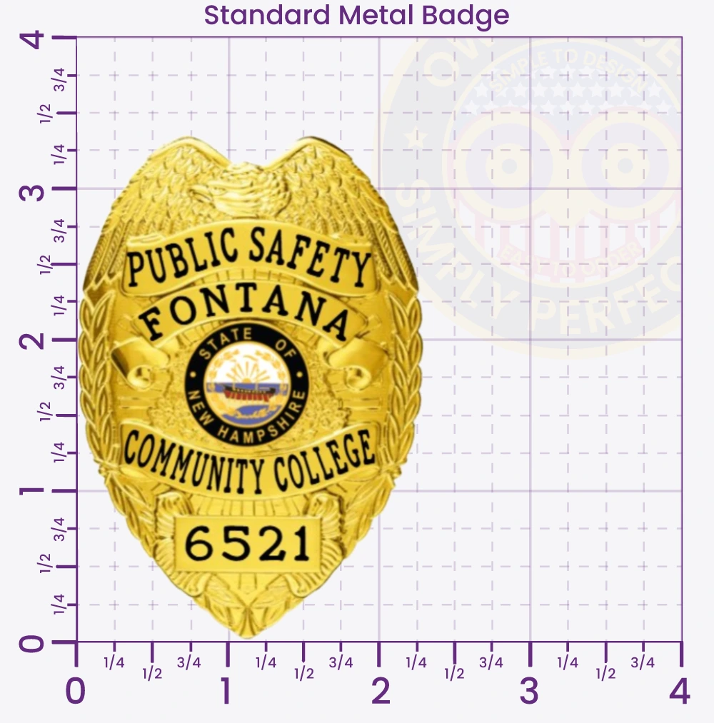 2-C13-3PSB Buy Custom Public Safety Badges And Design, Create, Build and Order Safety Officer Badges Gold Badges Gold 3.35 Standard