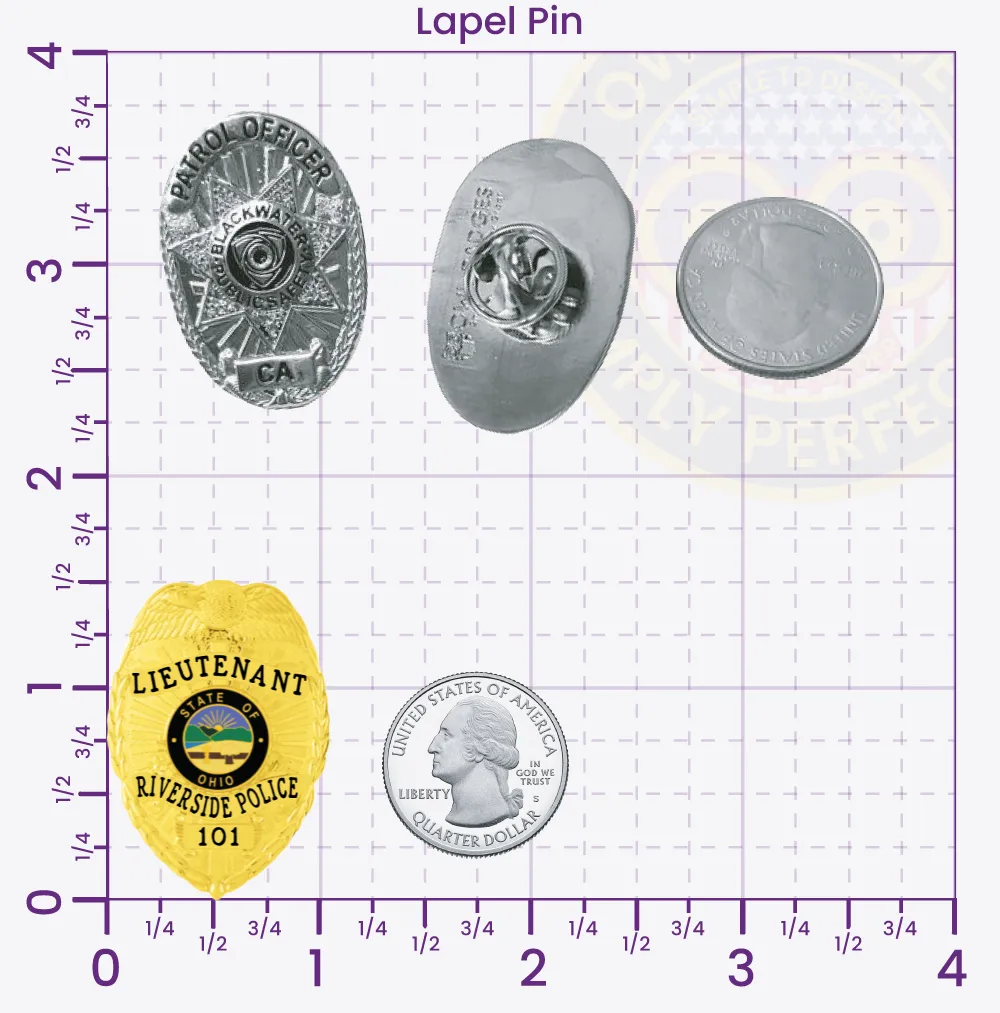 2-C13-4 Custom Police Badges And Design, Create, Build and Order Personalized Police Badges Officer Badges Gold Lapel Pins