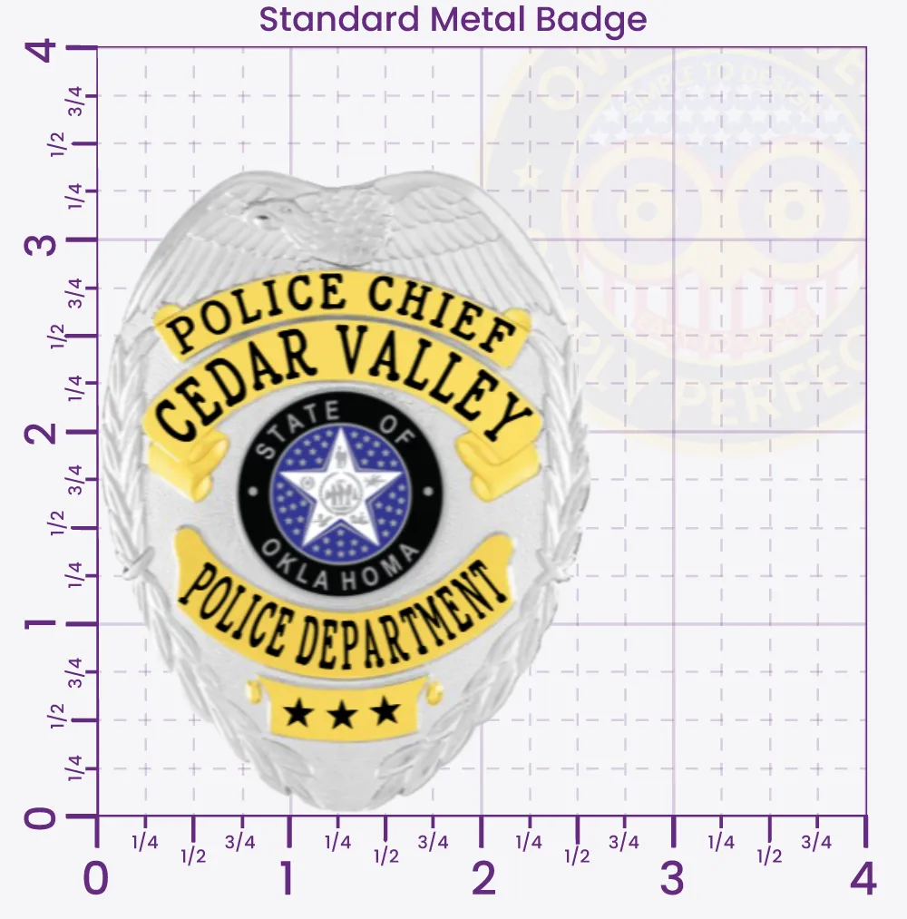 2-C16CMB Custom Badges And Design, Create, Build and Order Custom Badges Personalized Badges Officer Badges Cedar Valley Police Silver Badges 3.375 Standard