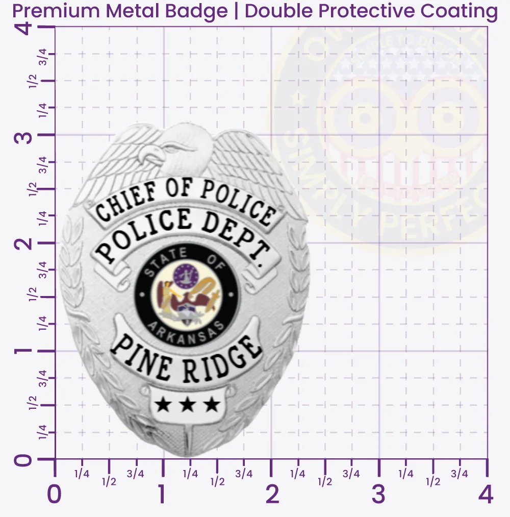 2-C14CMB Custom Badges And Design, Create, Build and Order Custom Badges Personalized Badges Officer Badges Pine Ridge Police Silver Badges 3.125 Premium