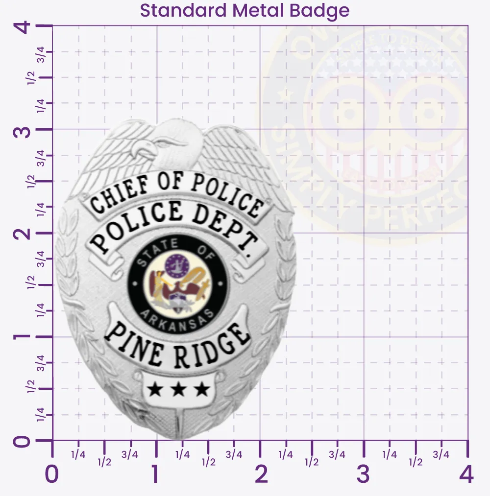2-C14CMB Custom Badges And Design, Create, Build and Order Custom Badges Personalized Badges Officer Badges Pine Ridge Police Silver Badges 3.125 Standard