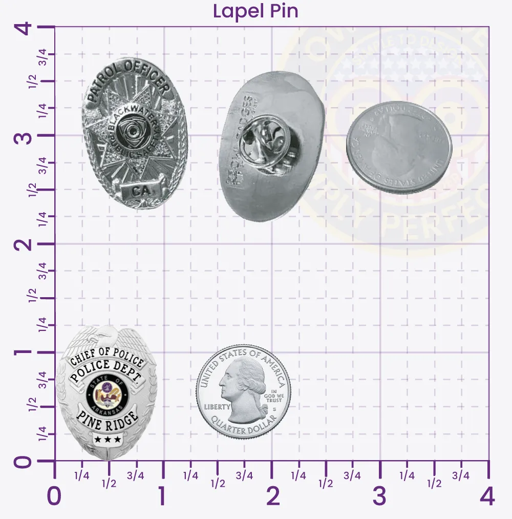 2-C14CMB Custom Badges And Design, Create, Build and Order Custom Badges Personalized Badges Officer Badges Pine Ridge Police Silver Lapel Pins
