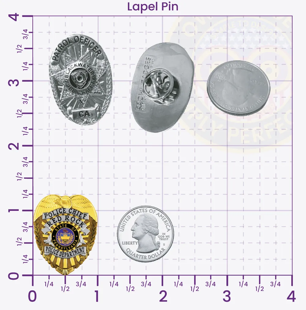 2-D2 Custom Badges And Design, Create, Build and Order Custom Badges Personalized Badges Officer Badges Red Rock Police Gold Lapel Pins