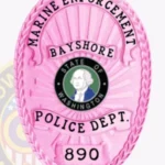 Contemporary Oval Badge Shield with Background Rays, 4 Ribbon Text Panels, Reef Border view 5