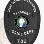 Contemporary Oval Badge Shield with Background Rays, 4 Ribbon Text Panels, Reef Border view 4