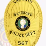 Contemporary Oval Badge Shield with Background Rays, 4 Ribbon Text Panels, Reef Border view 2