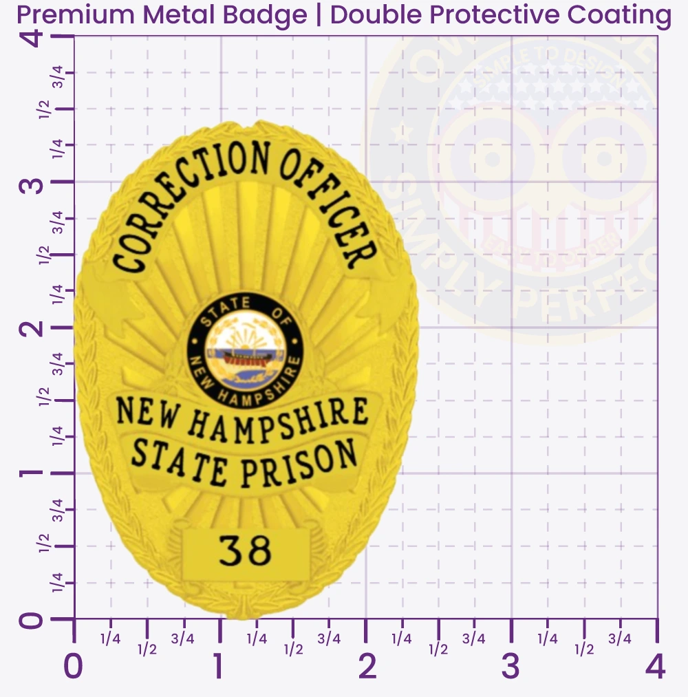 22-F2CB Custom Corrections Badges Correctional Badges Prison Badges Jail Badges Gold 3.375 Premium
