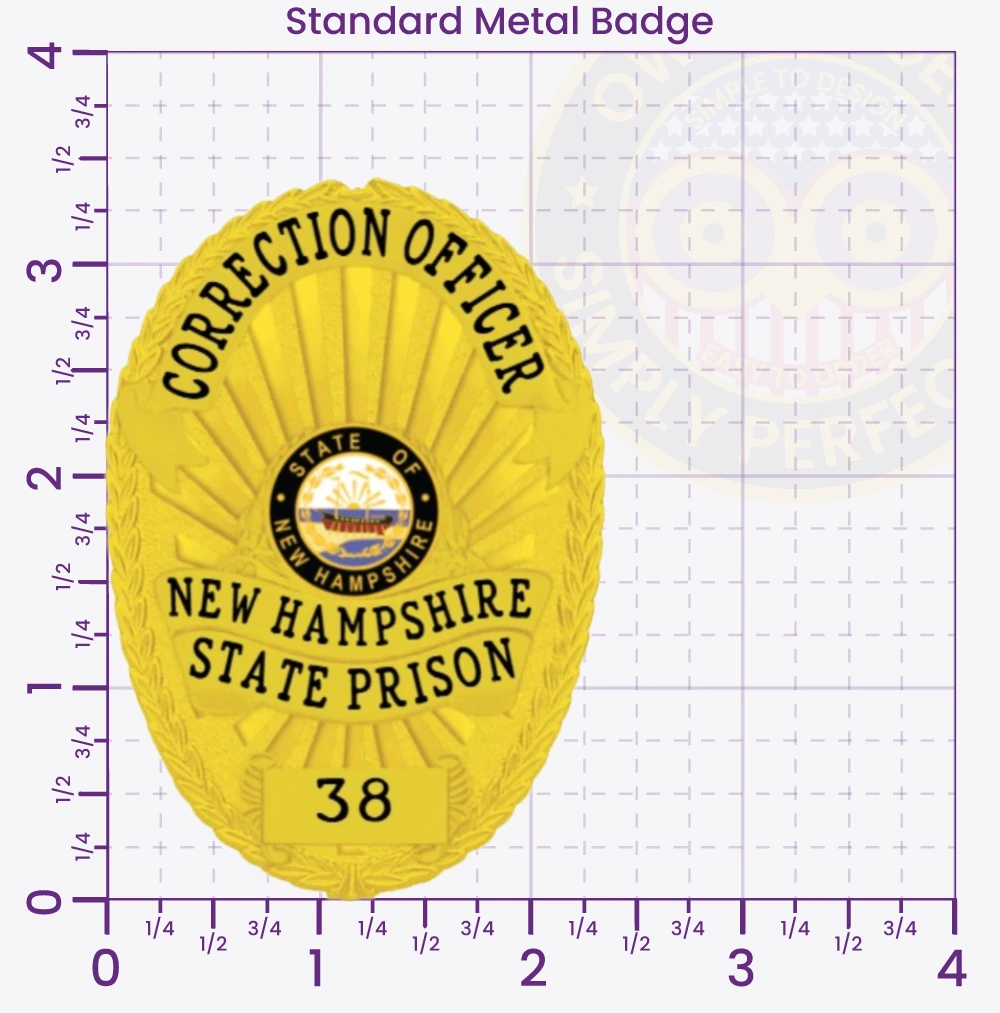 22-F2CB Custom Corrections Badges Correctional Badges Prison Badges Jail Badges Gold 3.375 Standard