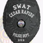 Traditional Eagle Top Shield, Maltese Cross Center, 4 Ribbon Text Panels, Braid Border Badge view 4