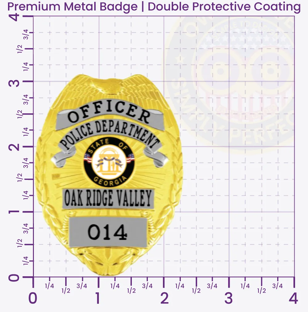3-B2 Custom Badges And Design, Create, Build and Order Custom Badges Personalized Badges Officer Badges Oak Ridge Valley Police Gold Badges 3.12 Premium