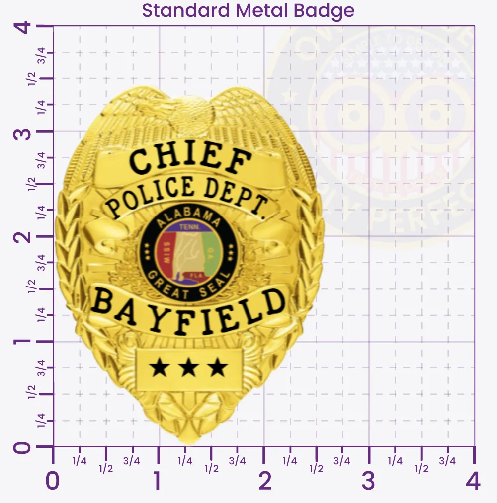 3-C11-2CMB Custom Badges And Design, Create, Build and Order Custom Badges Personalized Badges Officer Badges Bayfield Police Gold Badges 3.48 Standard