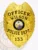 Wilson Police custom gold metal officer badge with an eagle crest, prominent black text "OFFICER WILSON POLICE DEPT." around the Florida state emblem, and a bottom number "133," equipped with a safety pin for attachment.