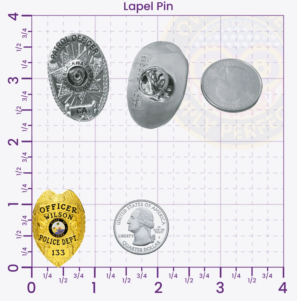 2-C13-3PLB Buy Custom Police Badges And Design, Create, Build and Order Personalized Police Badges Officer Badges Gold Lapel Pins