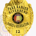 Contemporary Bear Top Shield with Laurels, 4 Ribbon Text Panels, Reef Edge Badge view 2