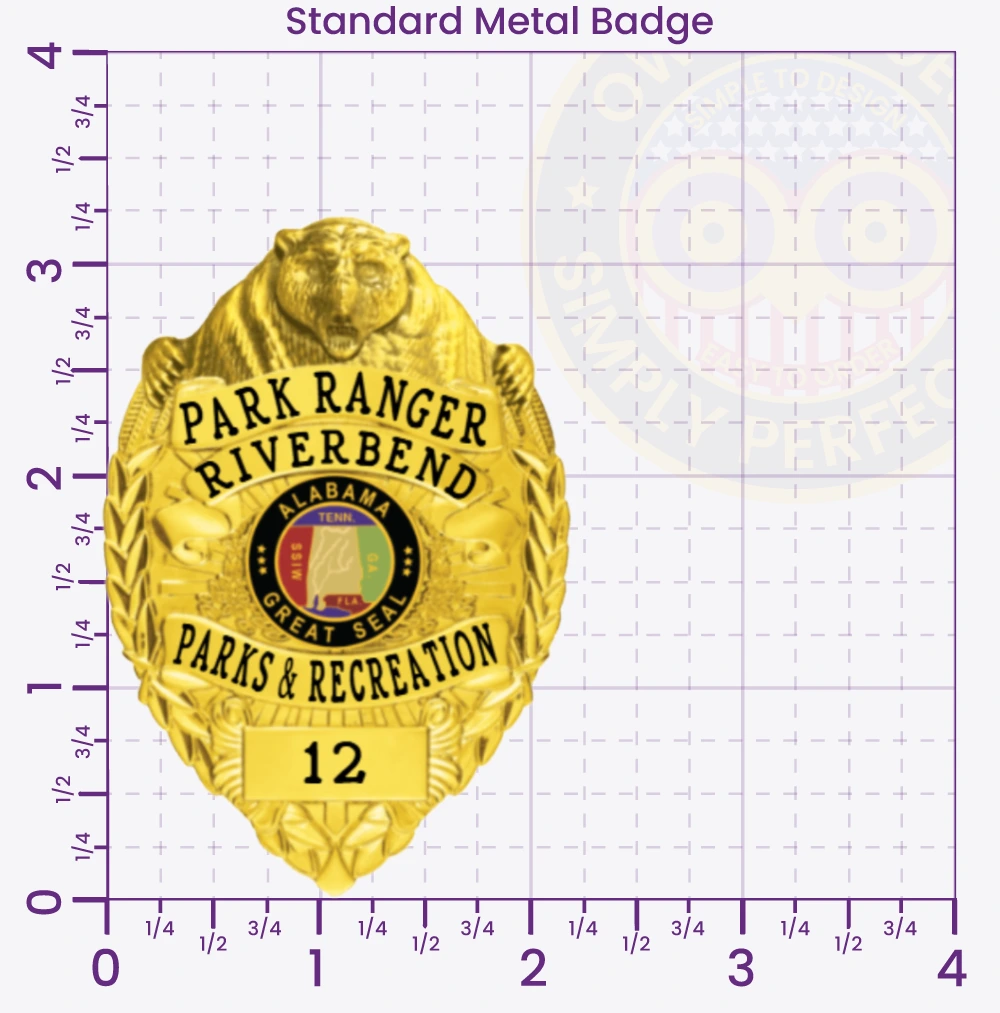 3-C11AKCB Buy Custom Badges And Design, Create, Build and Order Personalized Badges and Customized Badges Gold Park Ranger Badges 3.25 Standard Badges