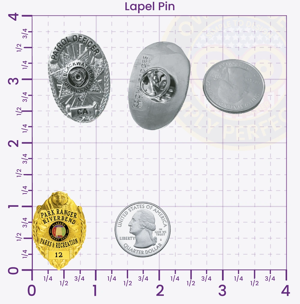 3-C11AKCB Buy Custom Badges And Design, Create, Build and Order Personalized Badges and Customized Badges Gold Park Ranger Badges Lapel Pins