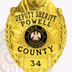 Modern Sheriff Shield Badge with Bear Top, 4 Ribbon Text Panels, Classic Reef Edge view 2