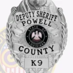 Modern Sheriff Shield Badge with Bear Top, 4 Ribbon Text Panels, Classic Reef Edge view 4