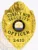 An intricate image of a custom metal badge in gold color with safety pin attachment, highlighting the "Cobbly Nob Security" lettering and the designation "SECURITY OFFICER." The badge's shiny surface and detailed decorations make it a striking symbol of authority.