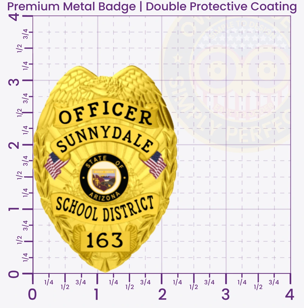 3-C15CB Buy Custom Badges And Design, Create, Build and Order Personalized Badges and Customized Badges School District Police Badges Gold 3.25 Premium Badges