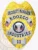 Custom metal badge in gold color featuring silver panels and a safety pin attachment, designed with an eagle emblem at the top. The badge prominently displays the words "SECURITY MANAGER" above "KOOZCO" in bold lettering. Below, it includes "INDUSTRIES" and the number "11," with decorative red and white elements and a circular seal at the center, symbolizing authority and trust.
