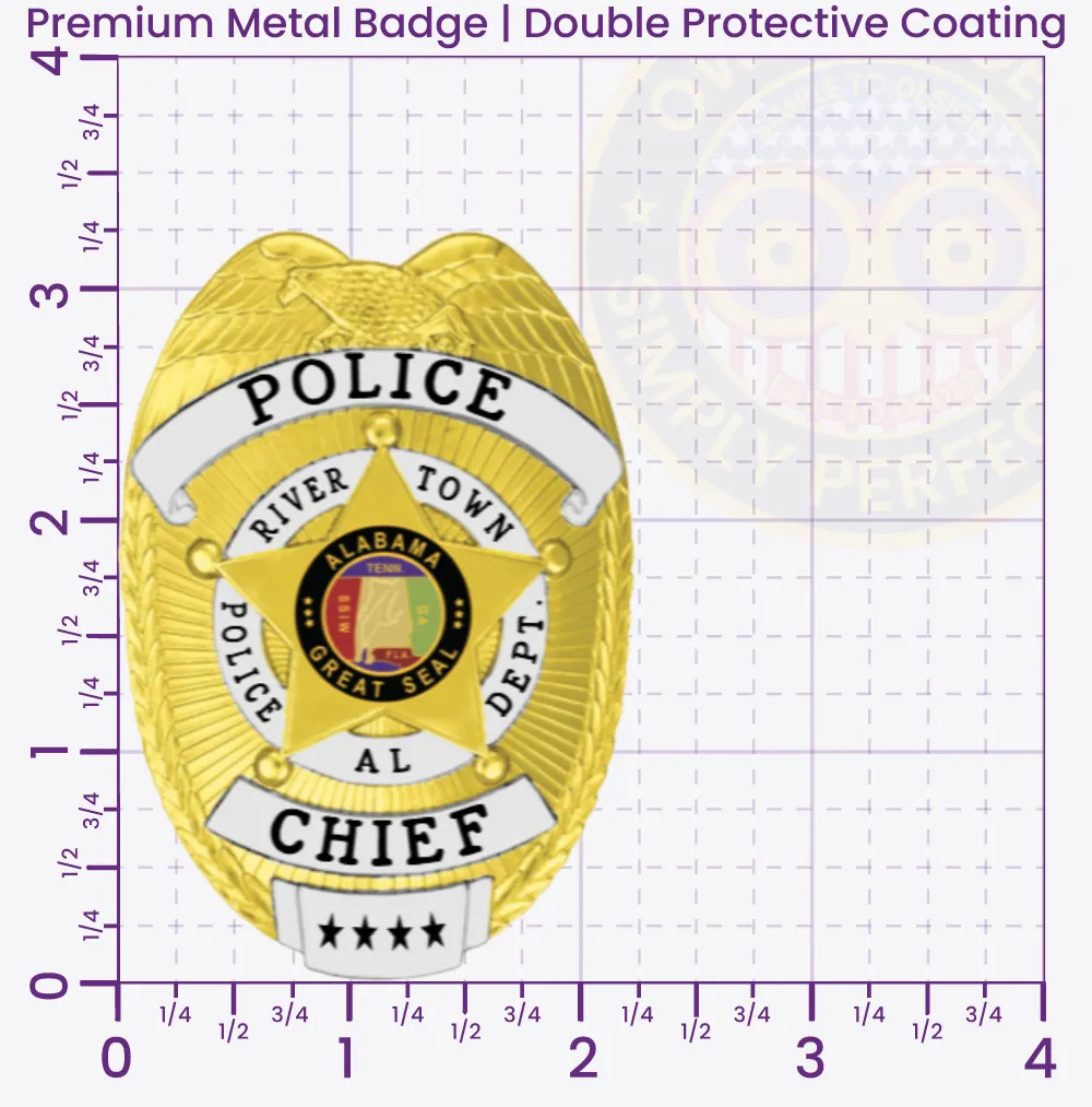 3-D1 Custom Badges And Design, Create, Build and Order Custom Badges Personalized Badges Officer Badges River Town Police Gold Badges 3.25 Premium