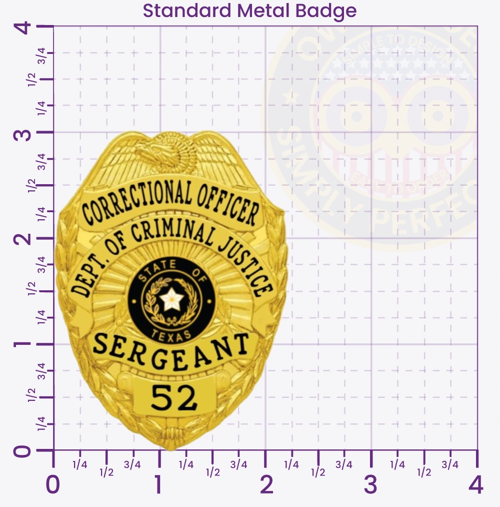 3-E17CB Custom Corrections Badges Correctional Badges Prison Badges Jail Badges Gold 3 Standard
